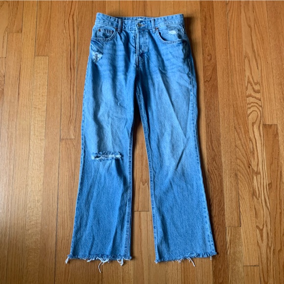 H&M Buttonfly Denim Ripped Jeans US 6 - Picture 1 of 7